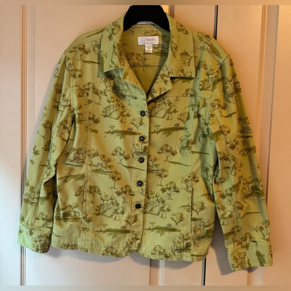 Christopher & Banks Olive Patterned Utility Jacket